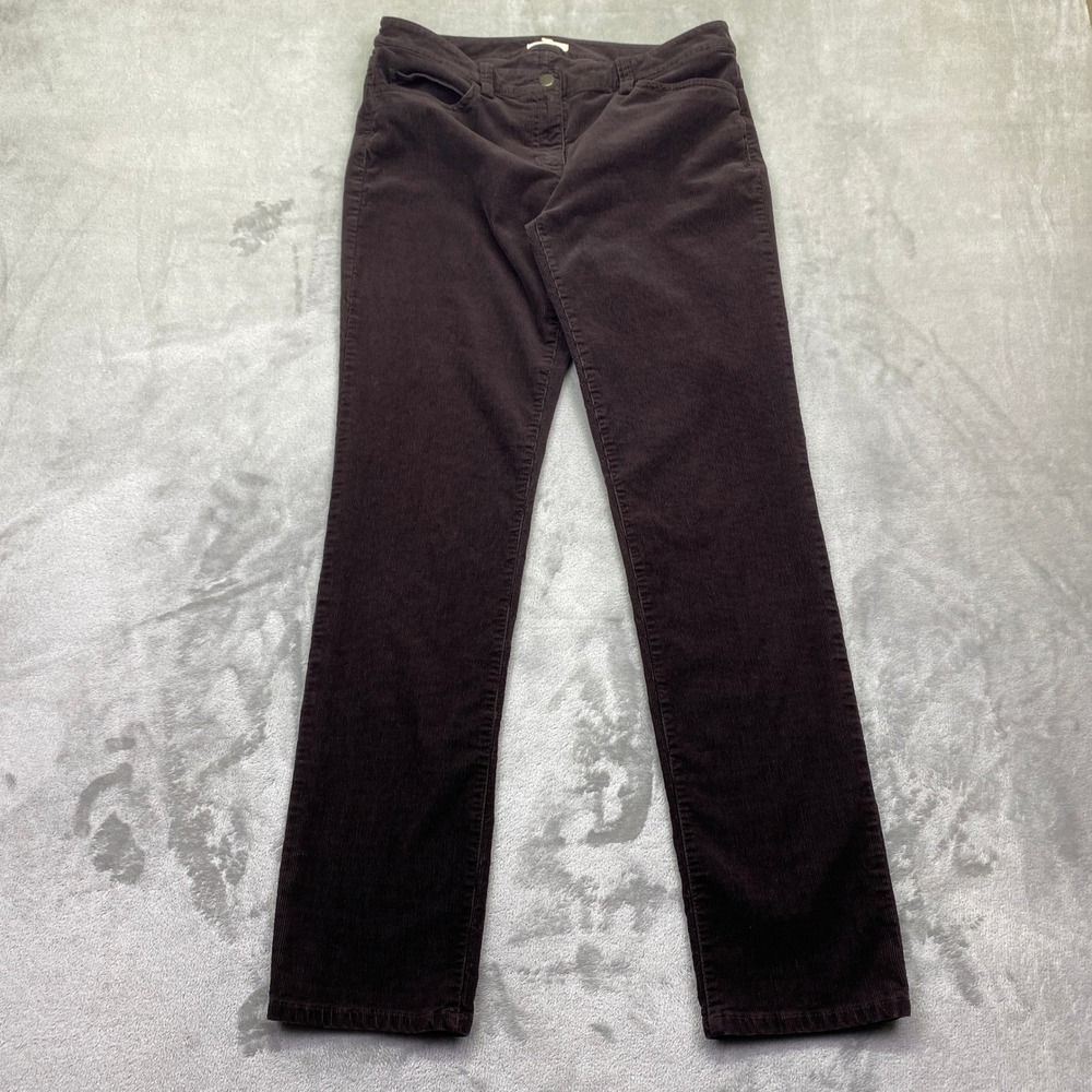 Eileen Fisher Brown Corduroy Pants Womens 6 Straight Leg Stretch Cotton Tencel‎